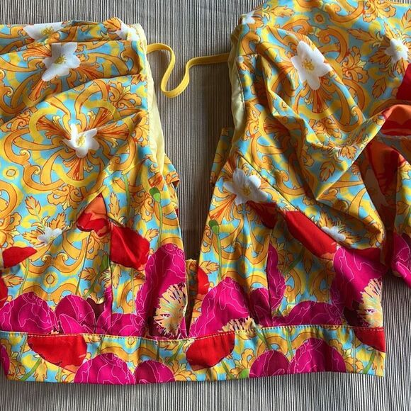 Shein Floral Crop Top Puffy Sleeves v Neck Small - Picture 2 of 9